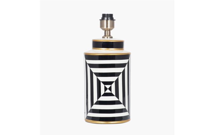 Pacific Lifestyle Optic Black and White Optic Stripe Ceramic Table Lamp-30-763-BO