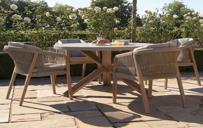 Maze Martinique Rope Weave 4 Seat Round Dining Set -MART-4SRDS-LB