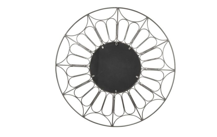 Pacific Lifestyle Silver Metal Cane Effect Frame Round Wall Mirror-73-120-SI