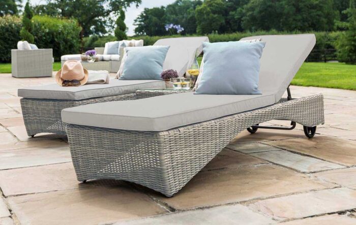 Maze Oxford Sun loungers and Table Set - Grey-OXF-204024