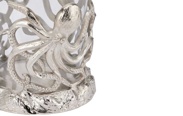 Hill Interiors Silver Octopus Candle Hurricane Lantern-22480