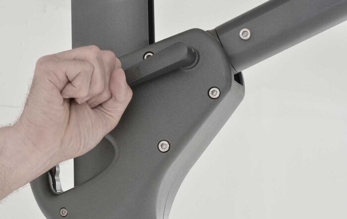 4 Seasons Outdoor Hacienda 300 x 400 cm Parasol with 125kg Siesta Granite Grey Base with Wheels - Taupe-08570