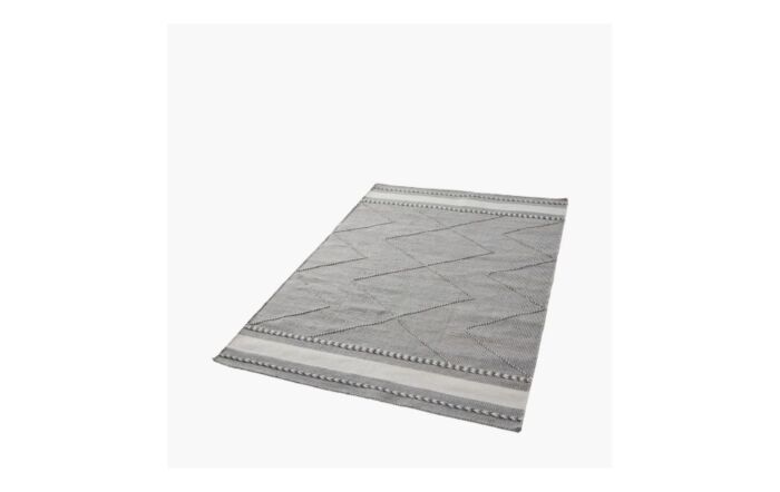 Pacific Lifestyle Plaited Stripe Indoor/Outdoor Rug-18-707-GY-WH