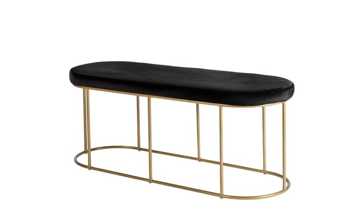 Pacific Lifestyle Nino Black Velvet Bench with Gold Metal Frame-15-295-BK