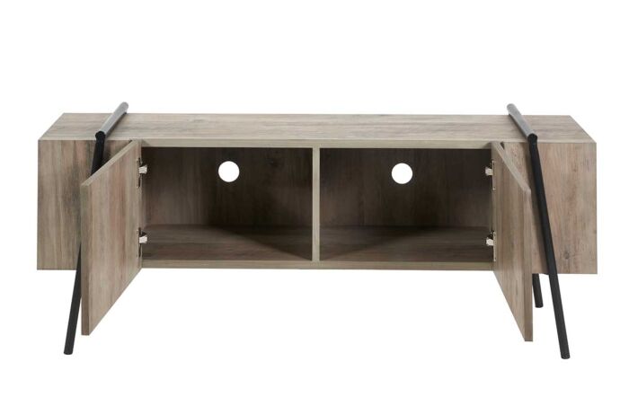 Pacific Lifestyle Osato Light Brown Wood Veneer And Black Metal 2 Door Low Unit-76-537